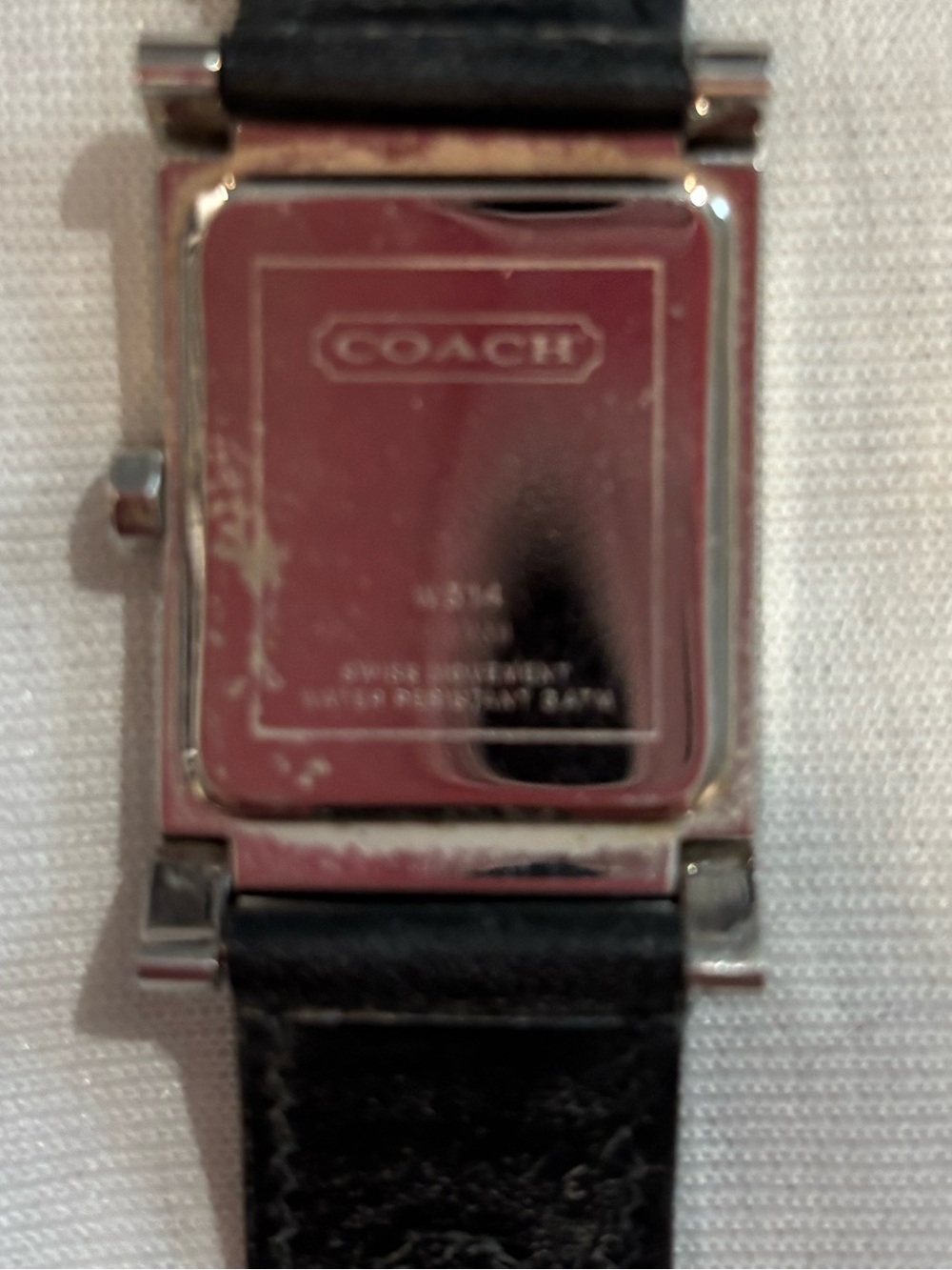 Coach Rectangle Stainless Steel Watch with Black Leather Strap - Picture 4 of 13